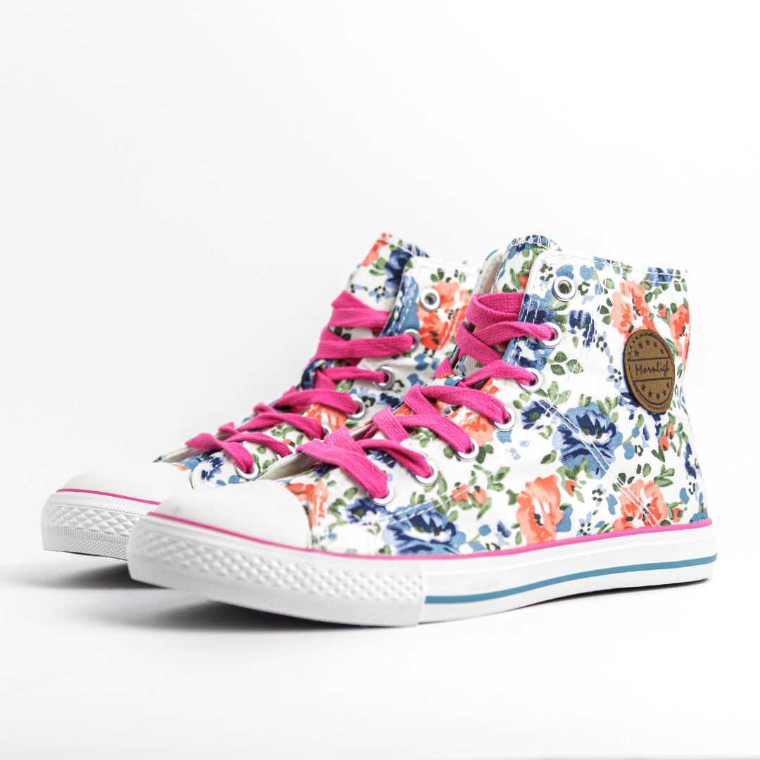 Converse à fleurs montante